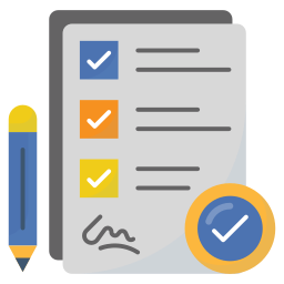 Icon of a checklist and a pen